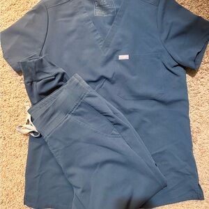Figs Navy Scrub Top and Pants Set